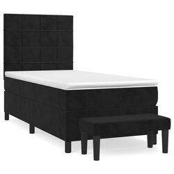 Box Spring Bed with Pocket Spring Mattress 106x203cm in Black