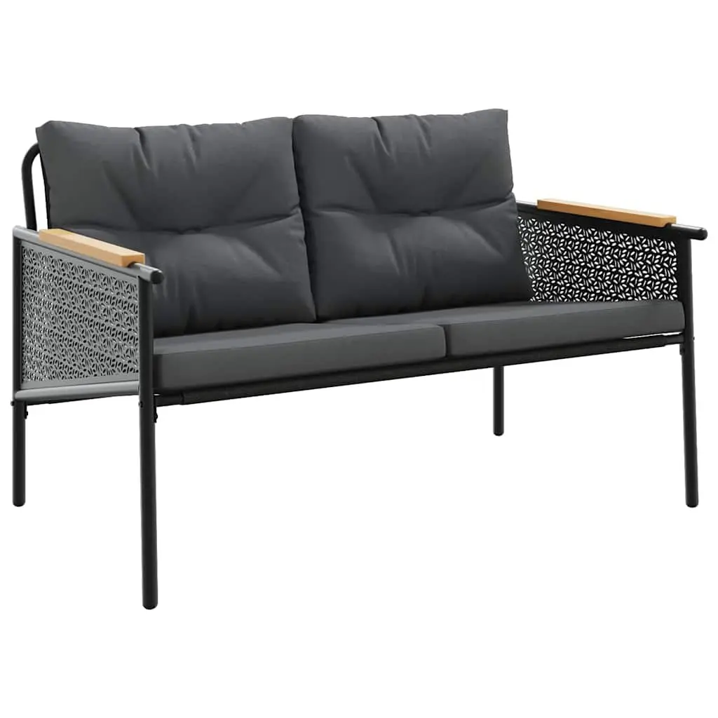 5 Piece Balcony Furniture Set Outdoor Patio Black Steel Frame with Cushions