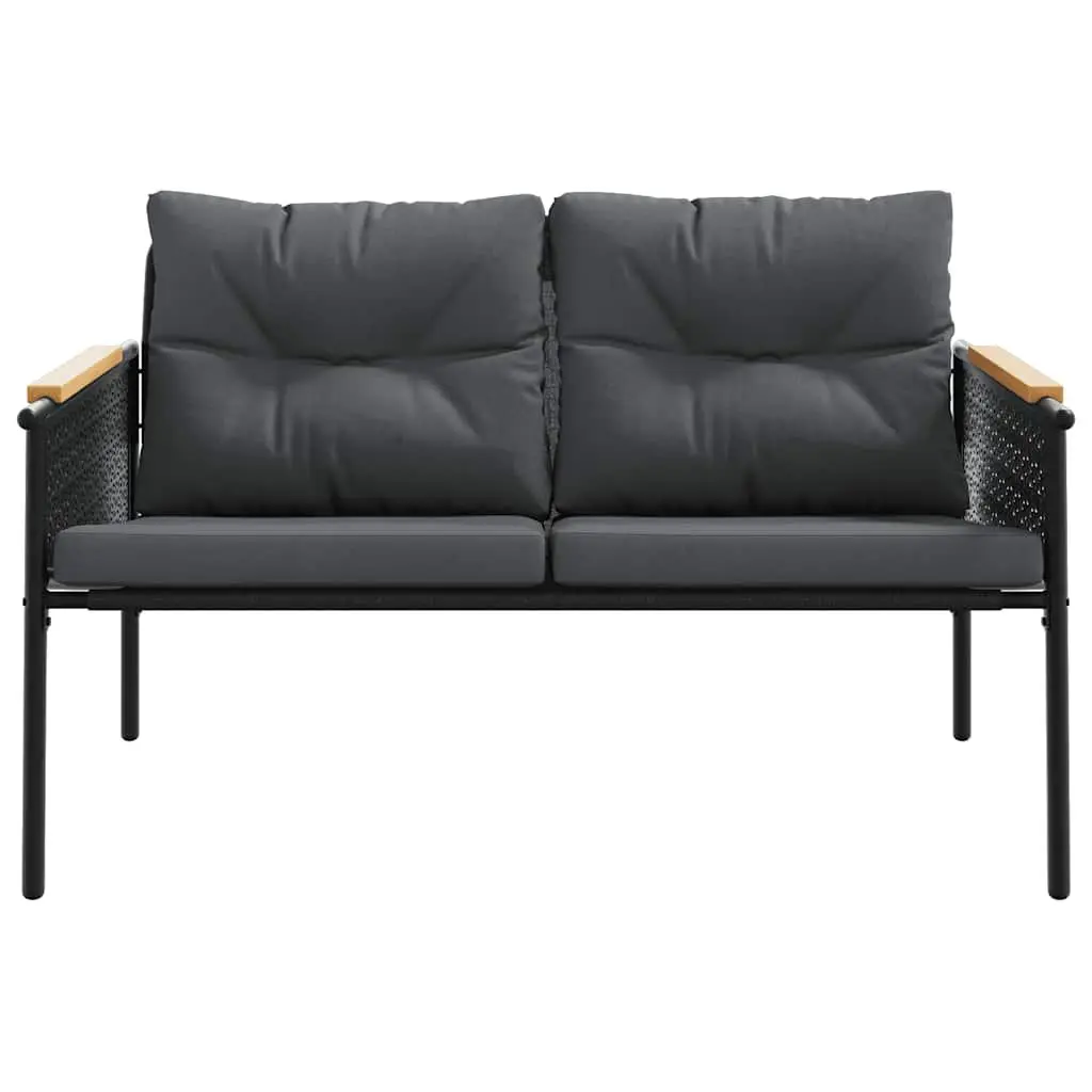 5 Piece Balcony Furniture Set Outdoor Patio Black Steel Frame with Cushions