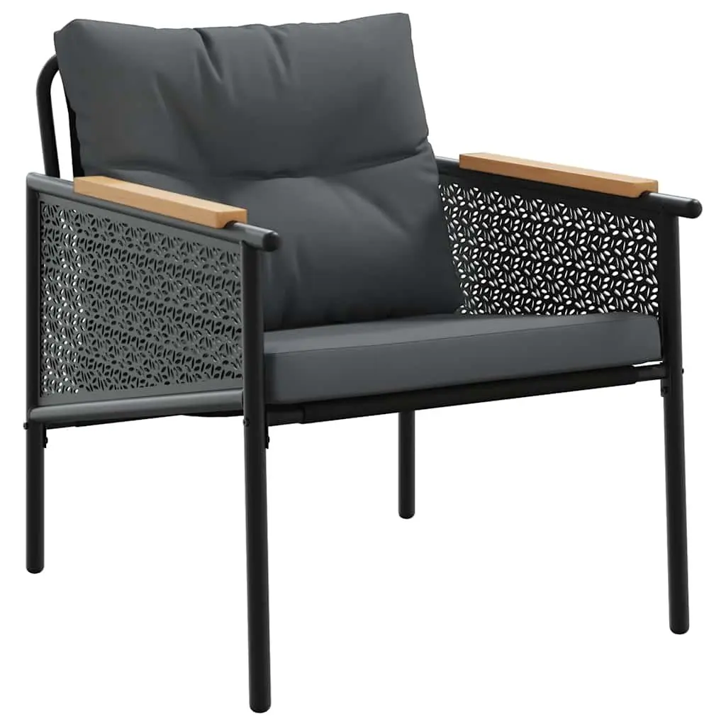 5 Piece Balcony Furniture Set Outdoor Patio Black Steel Frame with Cushions