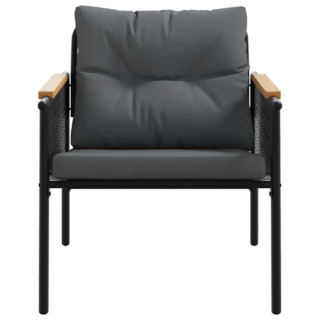 5 Piece Balcony Furniture Set Outdoor Patio Black Steel Frame with Cushions