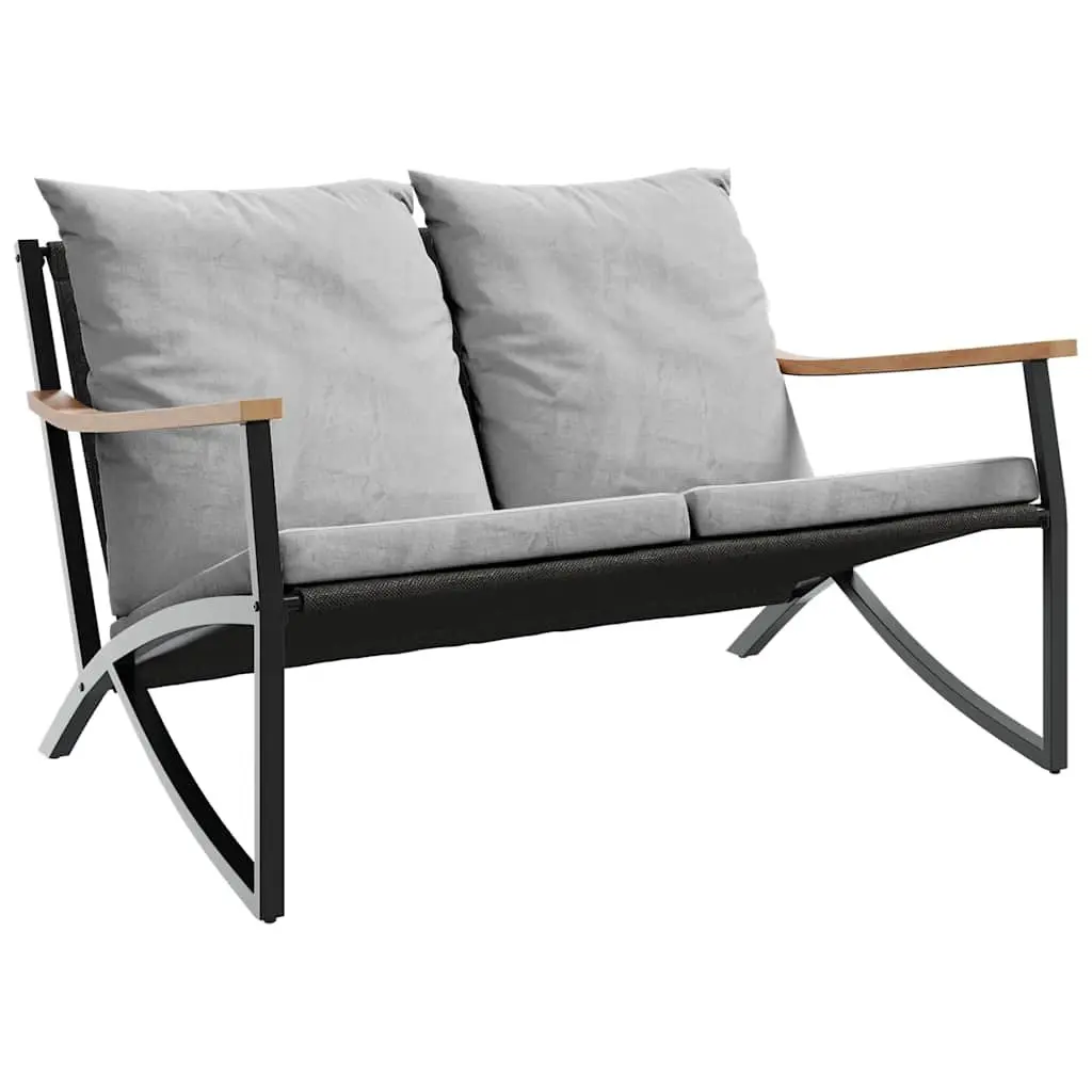 Black Steel Frame Cushioned Outdoor Furniture Set 3 Piece for Balcony and Patio
