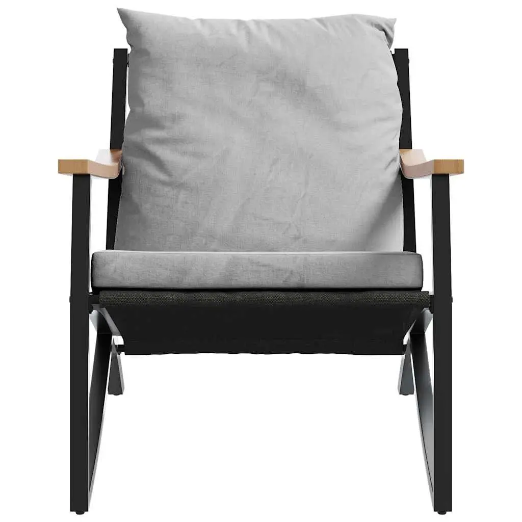 Black Steel Frame Cushioned Outdoor Furniture Set 3 Piece for Balcony and Patio