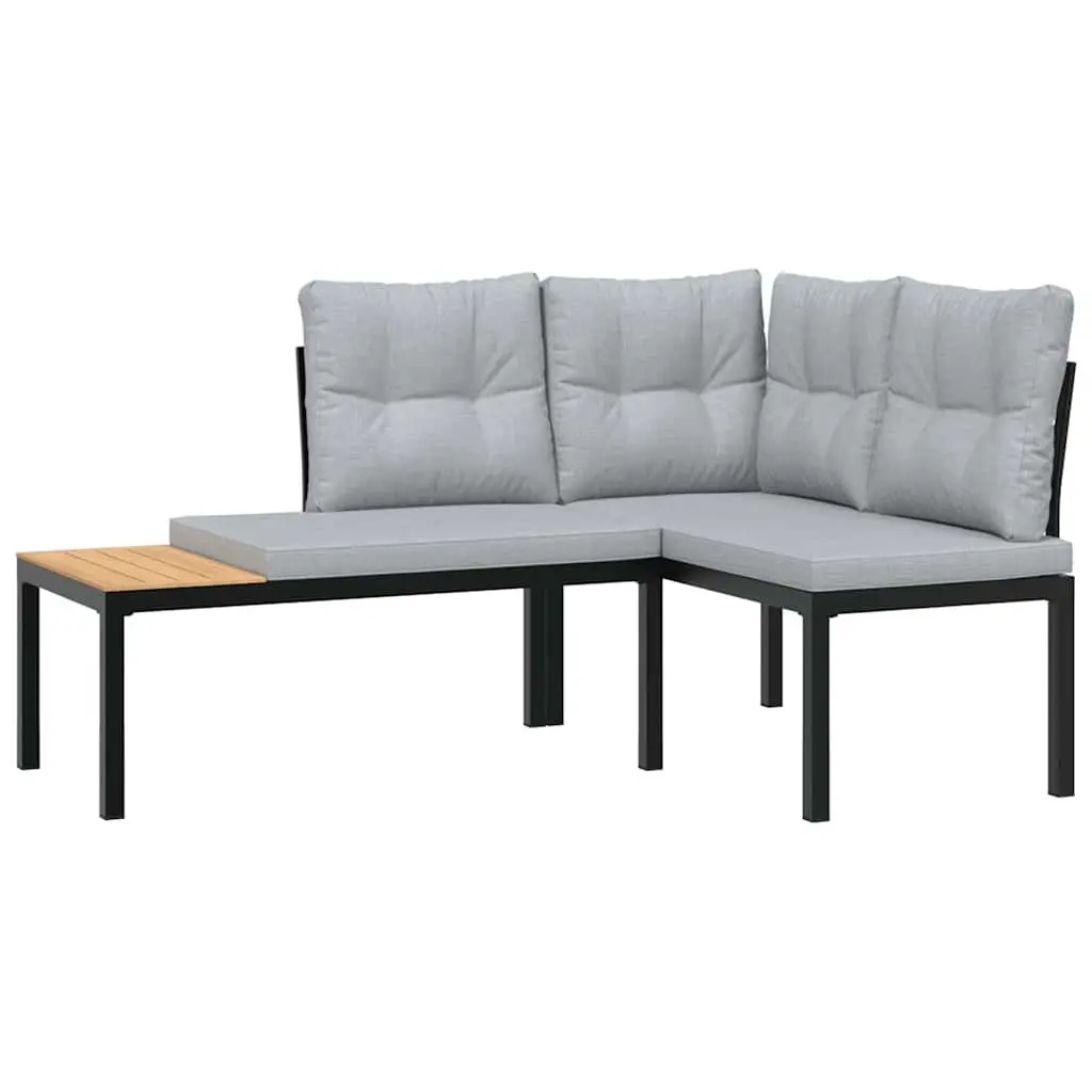 Garden Bench Set Outdoor Furniture 5 Piece Black Steel Frame