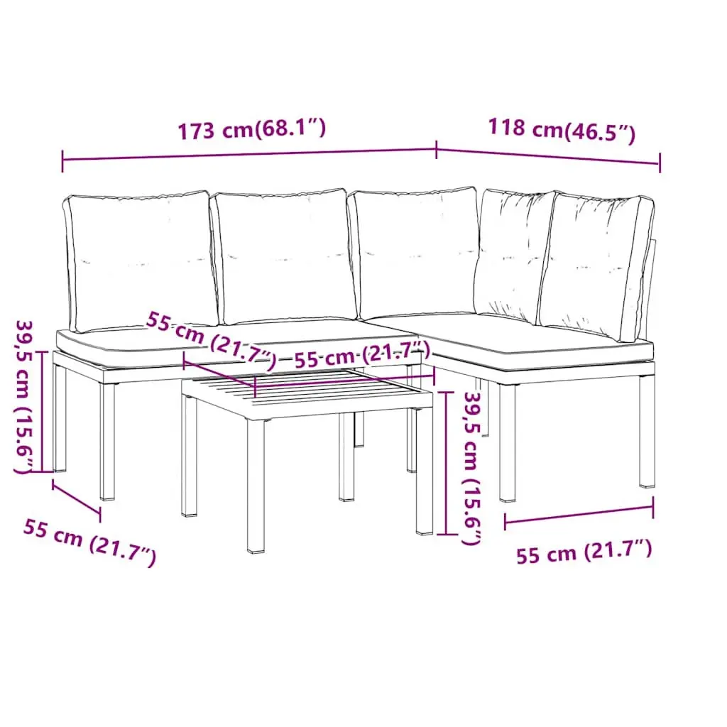 3-Piece Garden Bench Set