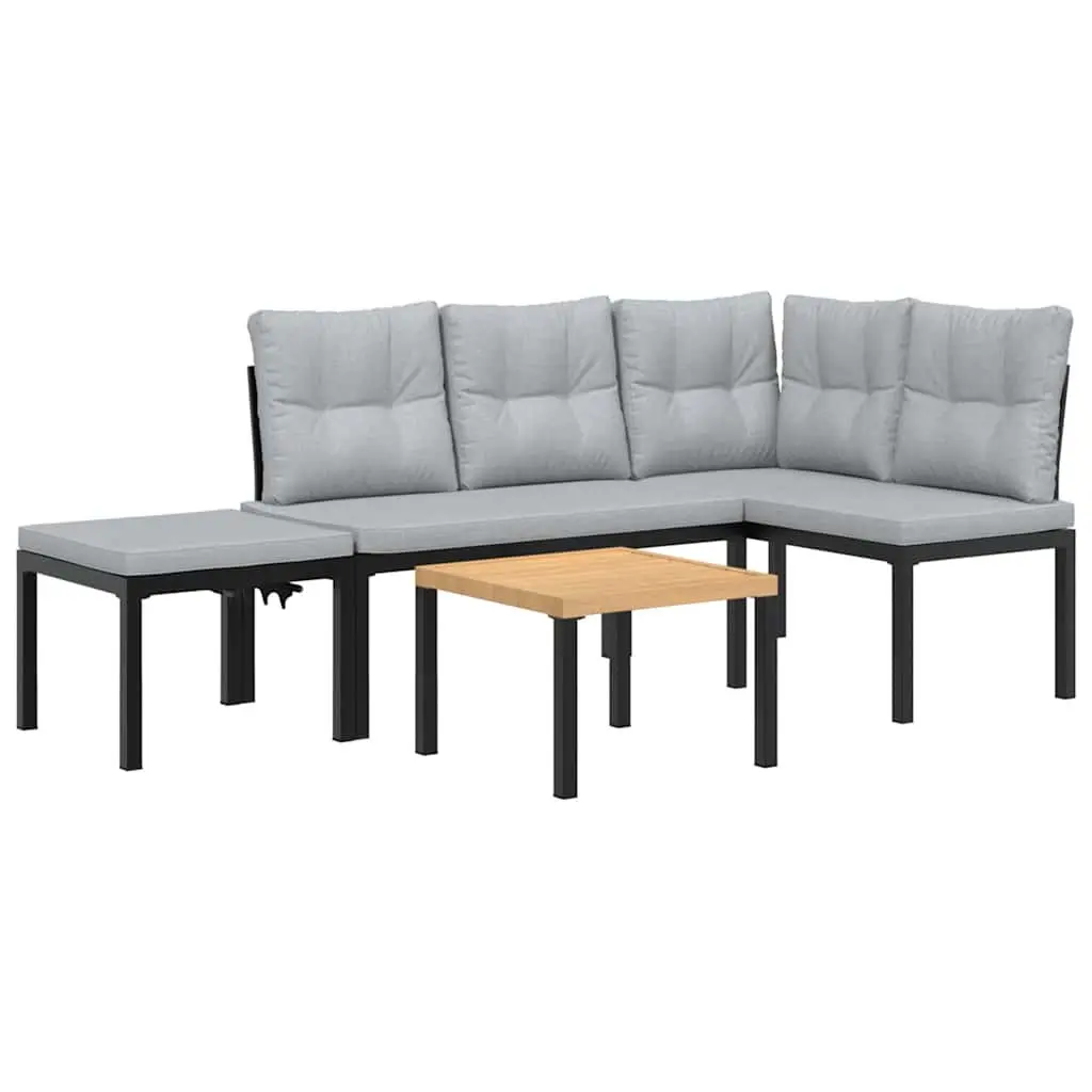 Garden Bench Set Outdoor Use 4 Pieces Black