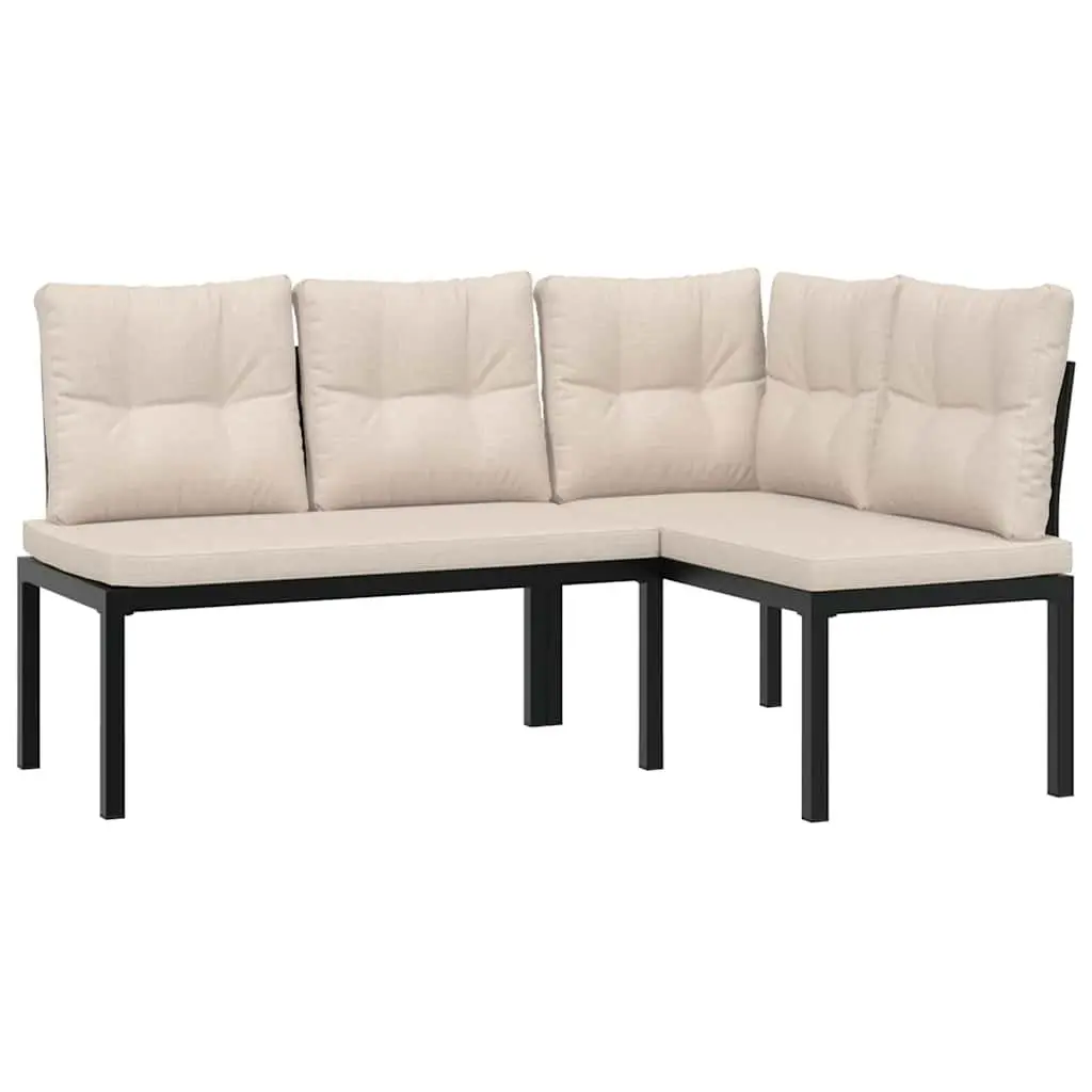 3-Piece Black Garden Bench Set