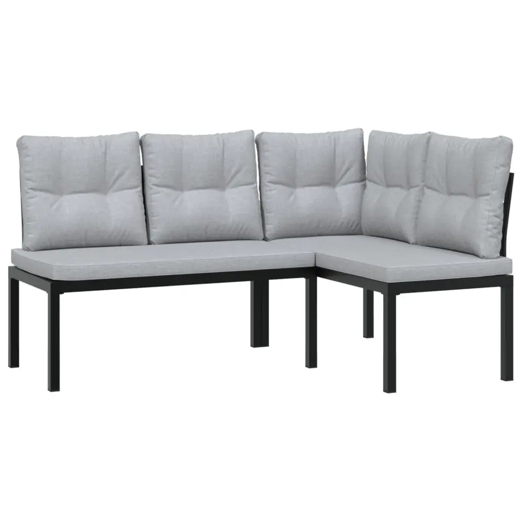 Garden Bench Set Outdoor Furniture Patio Seating 3 Piece Black