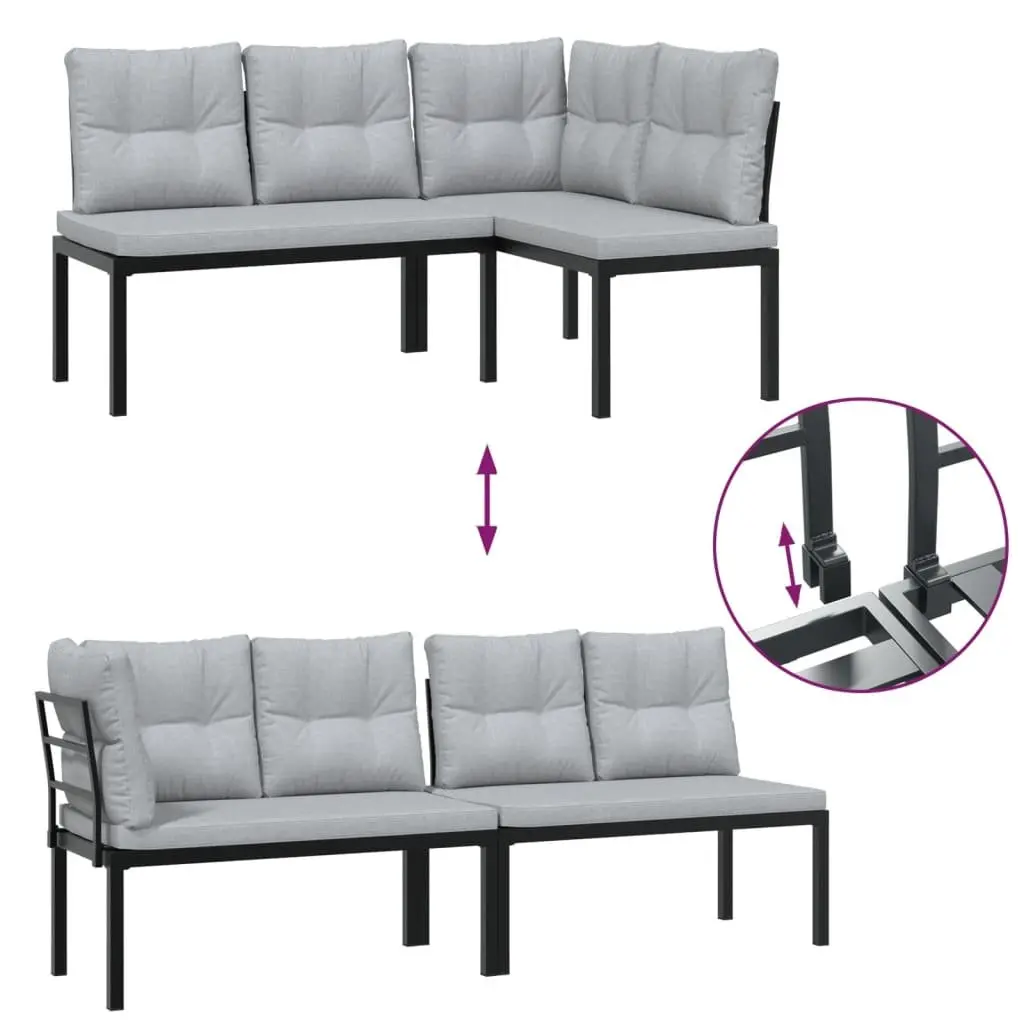 Garden Bench Set Outdoor Furniture Patio Seating 3 Piece Black