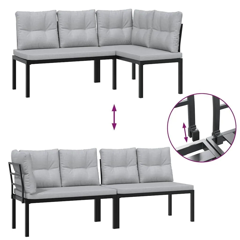 Garden Sofa Set 7 Piece Outdoor Furniture Black Steel Frame Patio Use