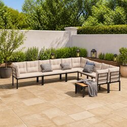 6-Piece Modular Garden Sofa Set with Removable Covers
