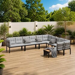 6-Piece Modular Garden Sofa Set with Steel Frame