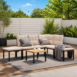 Garden Sofa Set 5 Piece Patio Furniture Outdoor Lounge with Cushions Taupe