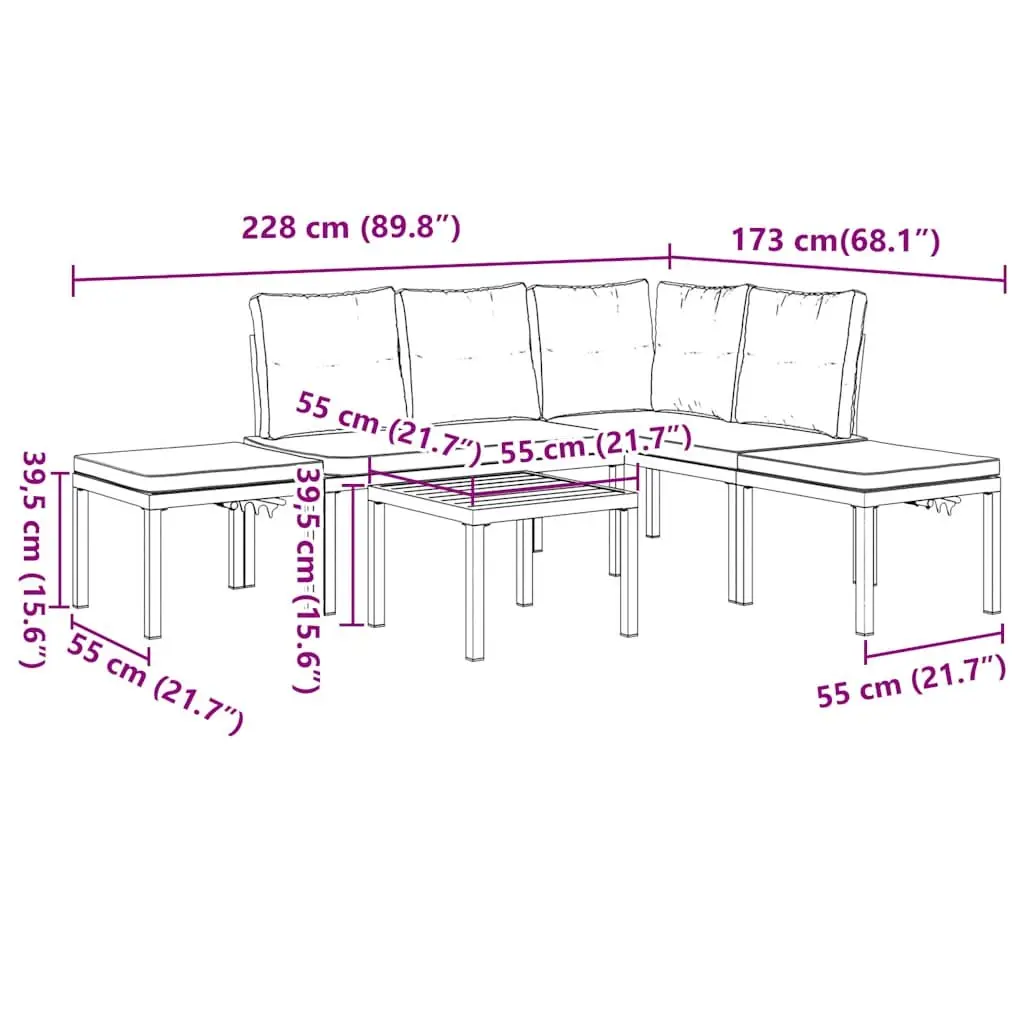 Garden Sofa Set 5 Piece Outdoor Lounge Patio Furniture Taupe