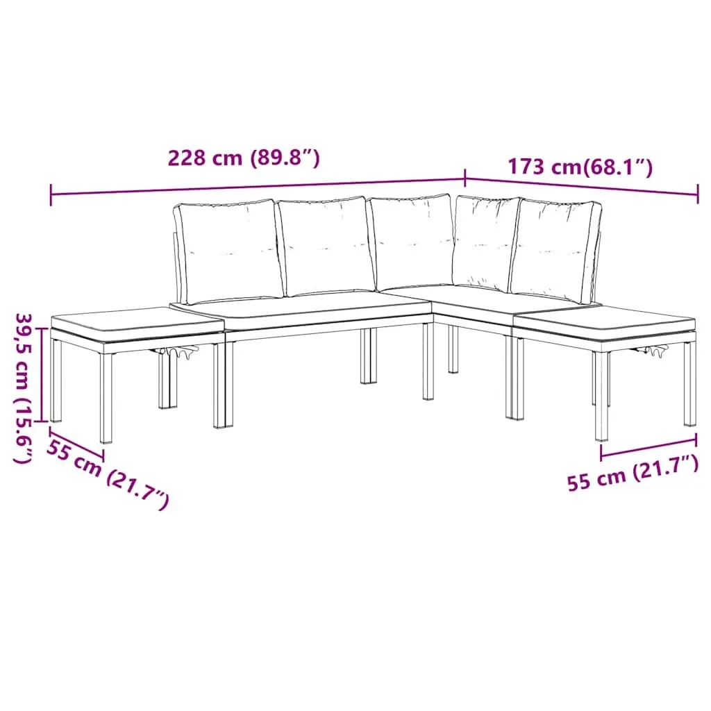 Garden Sofa Set Outdoor Furniture 4 Piece Modular Taupe