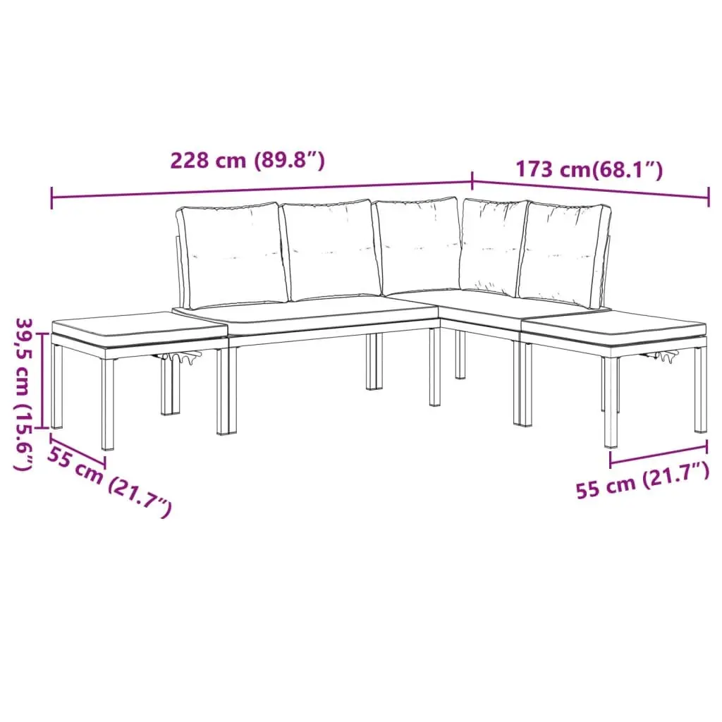 4 Piece Light Grey Garden Sofa Set
