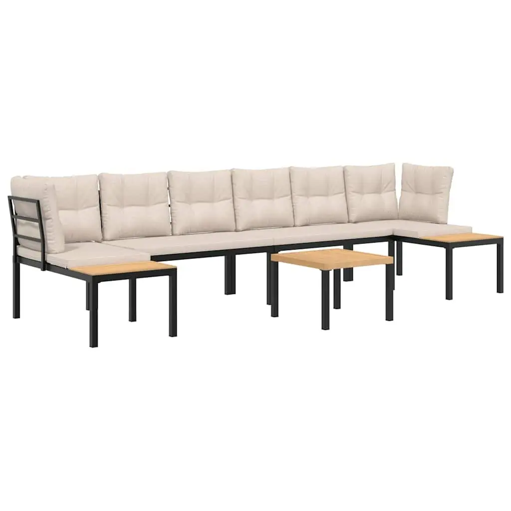 Garden Sofa Set Outdoor Furniture 5 Piece Taupe Cushions Steel Frame Patio