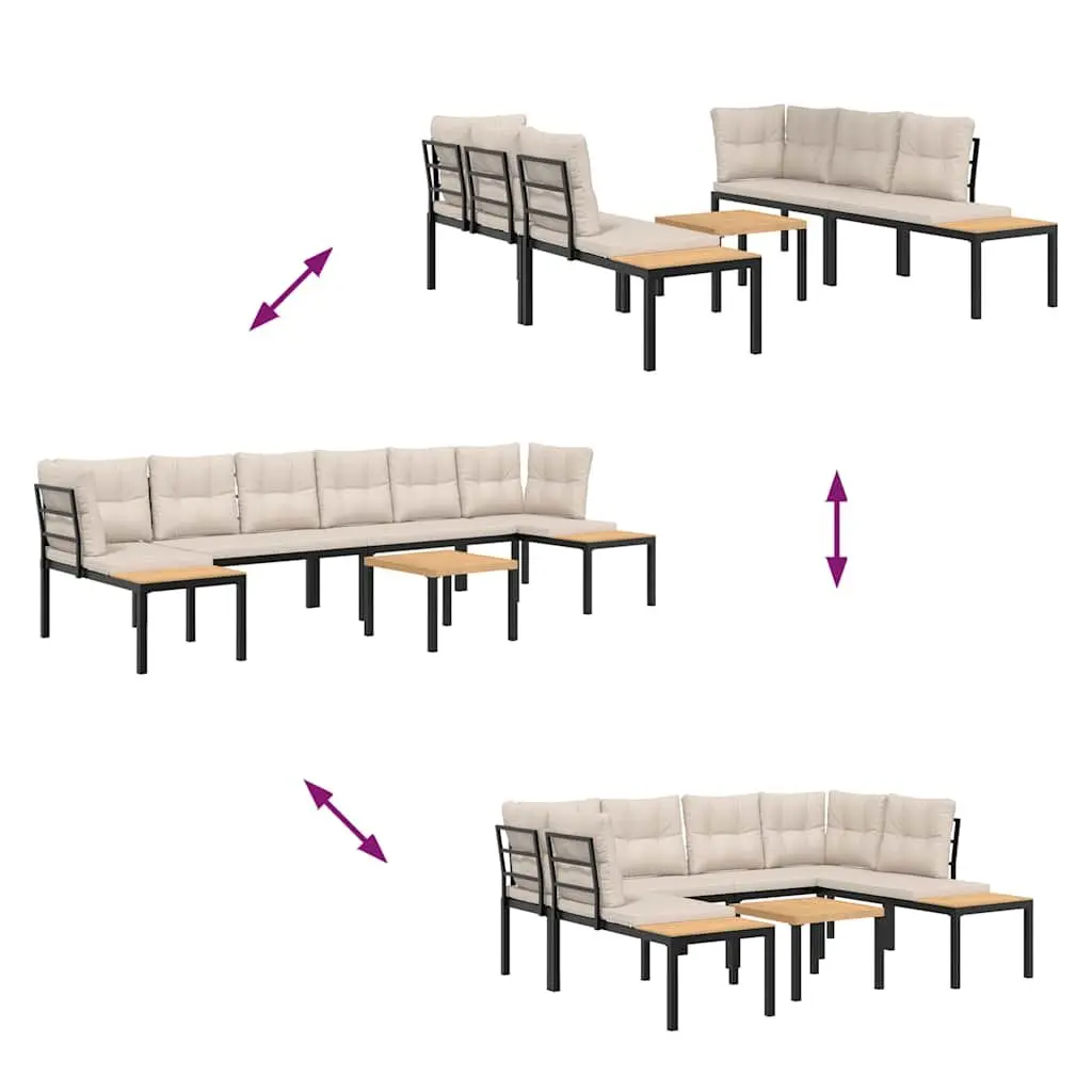 Garden Sofa Set Outdoor Furniture 5 Piece Taupe Cushions Steel Frame Patio