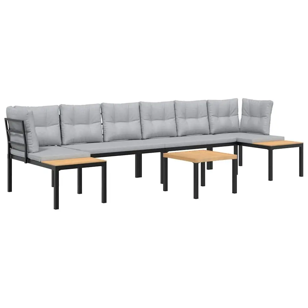 5 Piece Garden Sofa Set for Outdoor Use Light Grey Powder-coated Steel