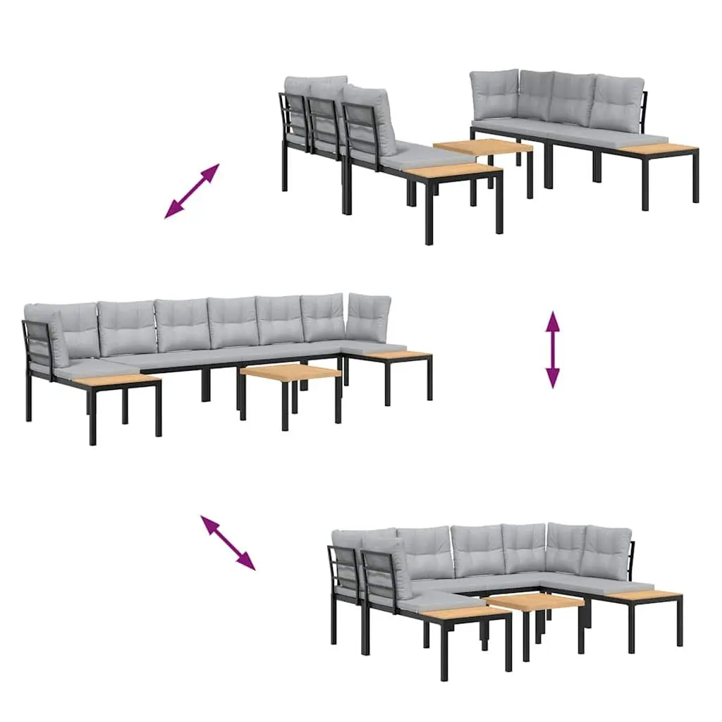 5 Piece Garden Sofa Set for Outdoor Use Light Grey Powder-coated Steel