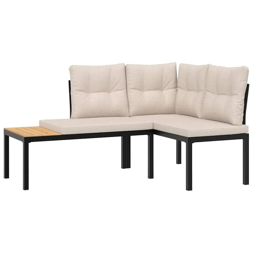 4 Piece Outdoor Garden Sofa Set for Patio with Cushions and Side Table Black