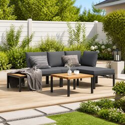 4 Piece Black Modular Outdoor Sofa Set Specifications