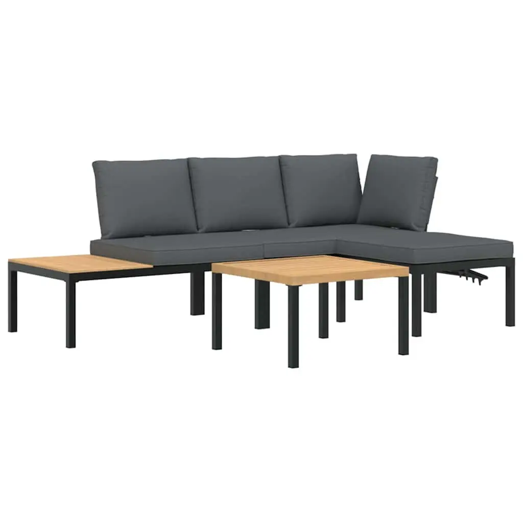 Garden Sofa Set Outdoor Furniture 4 Piece Black Patio Modular Seating
