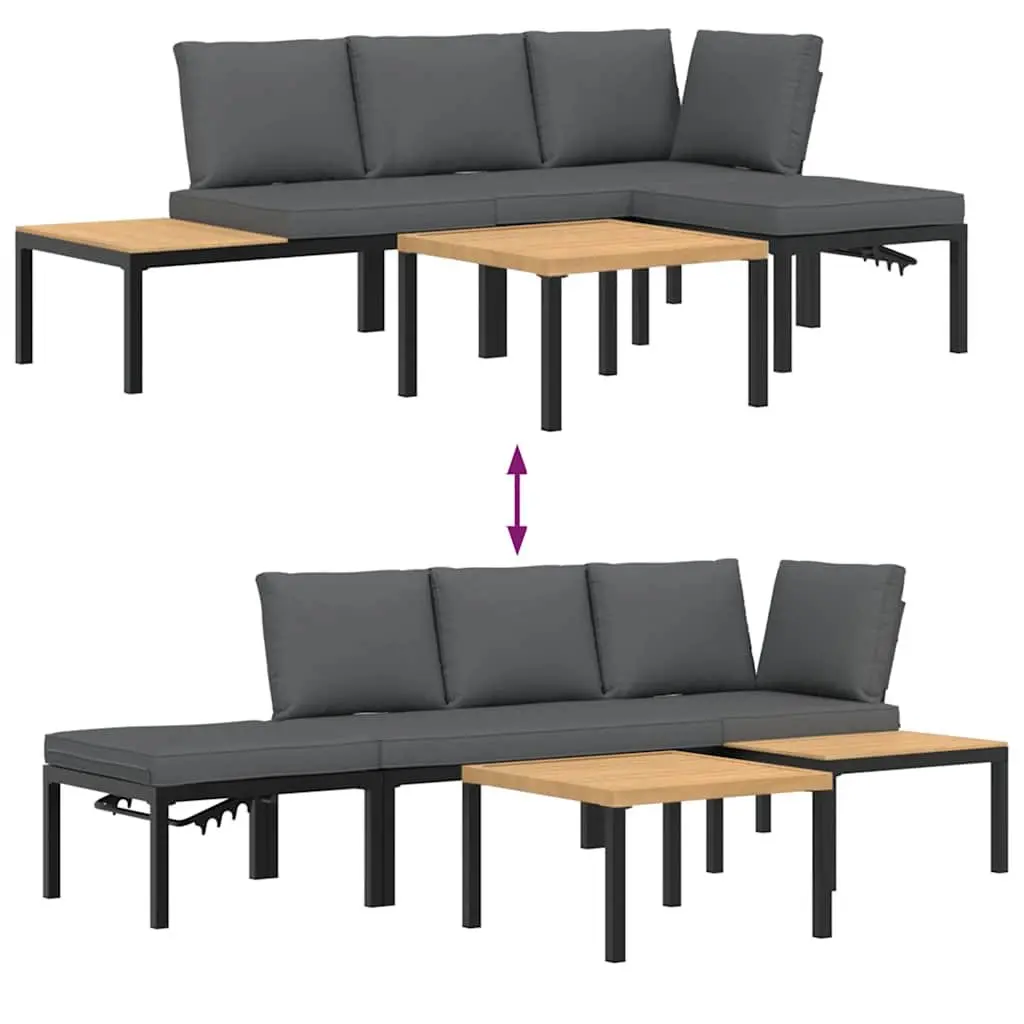 Garden Sofa Set Outdoor Furniture 4 Piece Black Patio Modular Seating