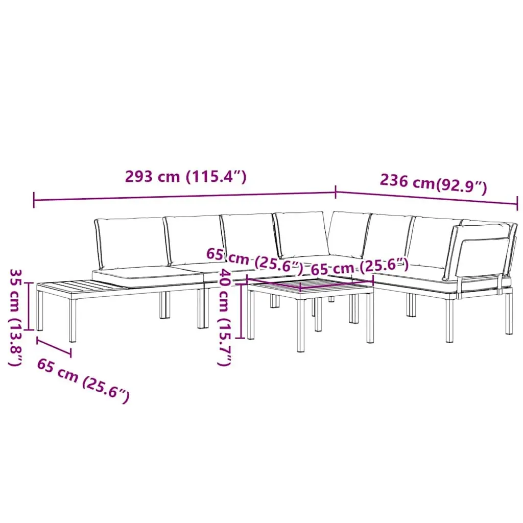 Garden Sofa Set 5 Piece Outdoor Furniture Patio Aluminium Modular with Cushions