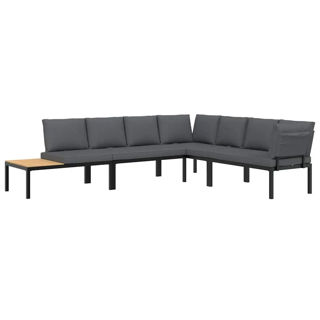 Modular Patio Sofa Set 4 Piece for Outdoor Use Black Aluminium Frame with Cushions