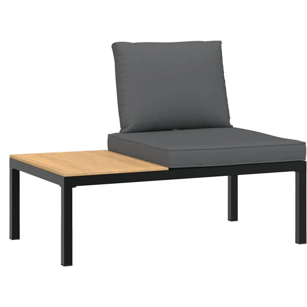 Modular Patio Sofa Set 4 Piece for Outdoor Use Black Aluminium Frame with Cushions