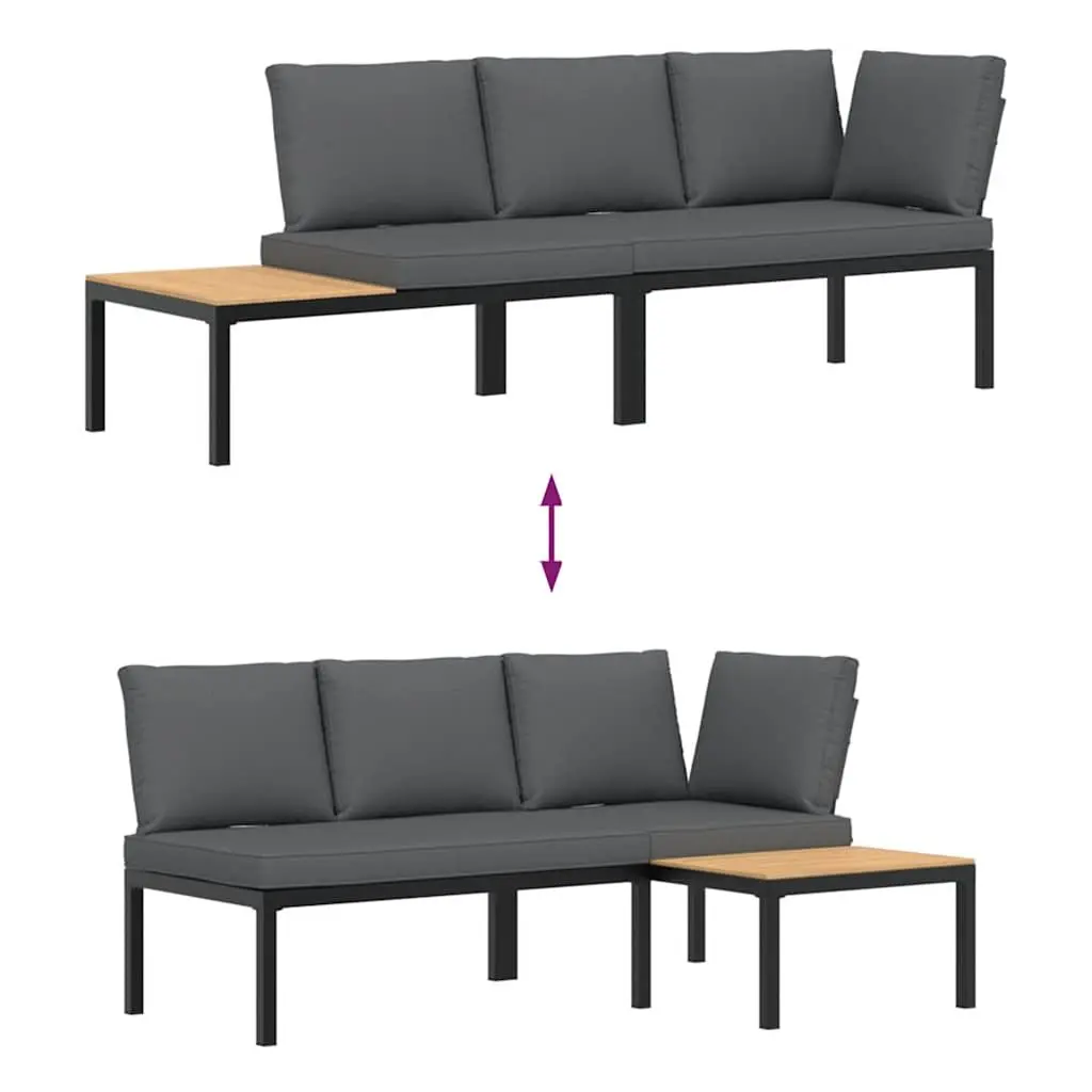 Garden Sofa Set 2 Piece Outdoor Furniture Patio Seating Black