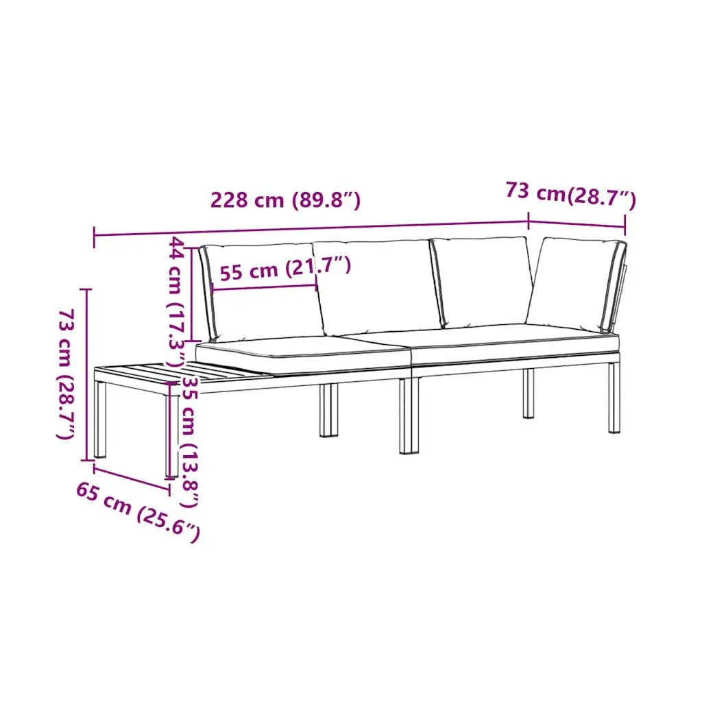 Garden Sofa Set 2 Piece Outdoor Furniture Patio Seating Black