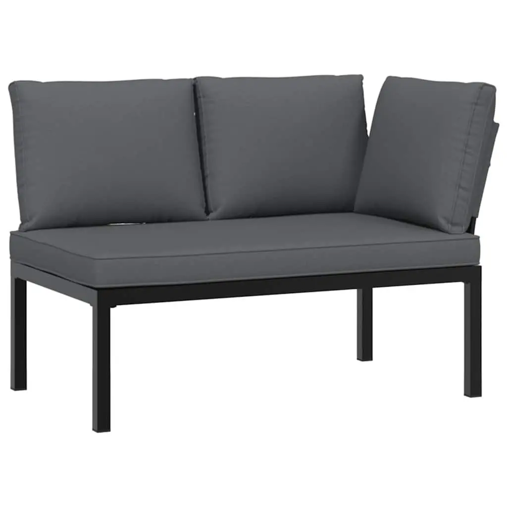 3 Piece Outdoor Garden Sofa Set for Patio Black Aluminium with Cushions