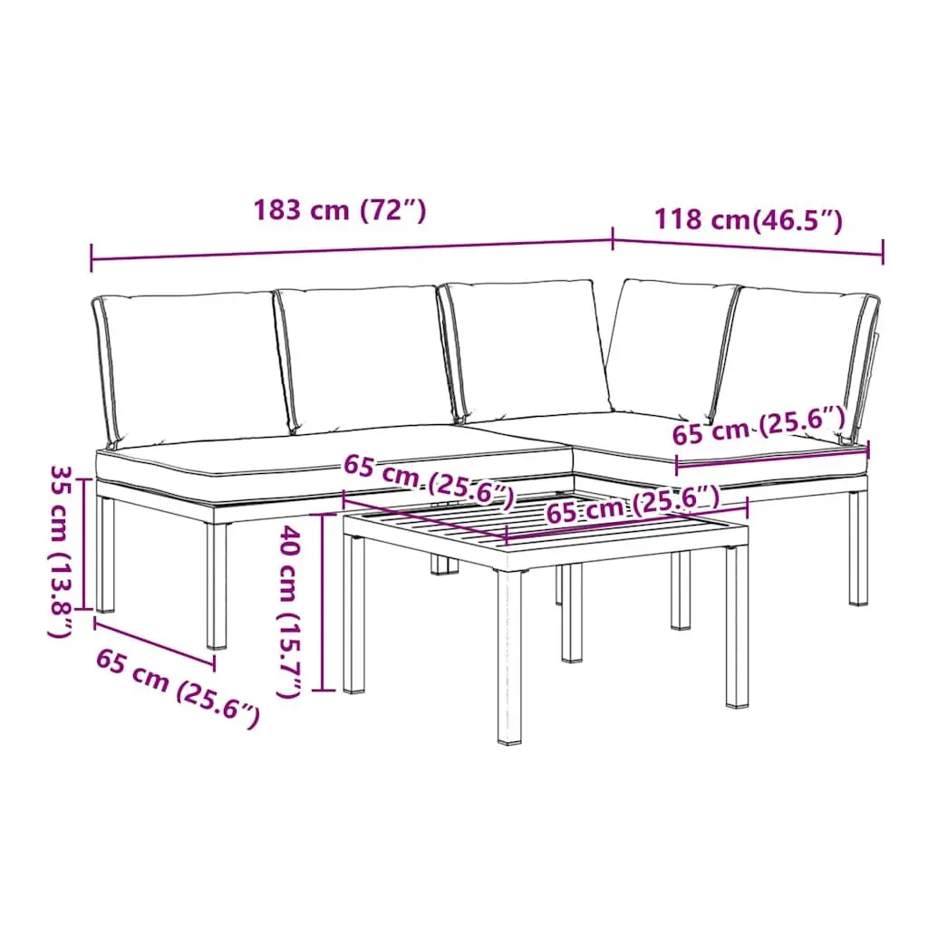 3 Piece Outdoor Garden Sofa Set for Patio Black Aluminium with Cushions