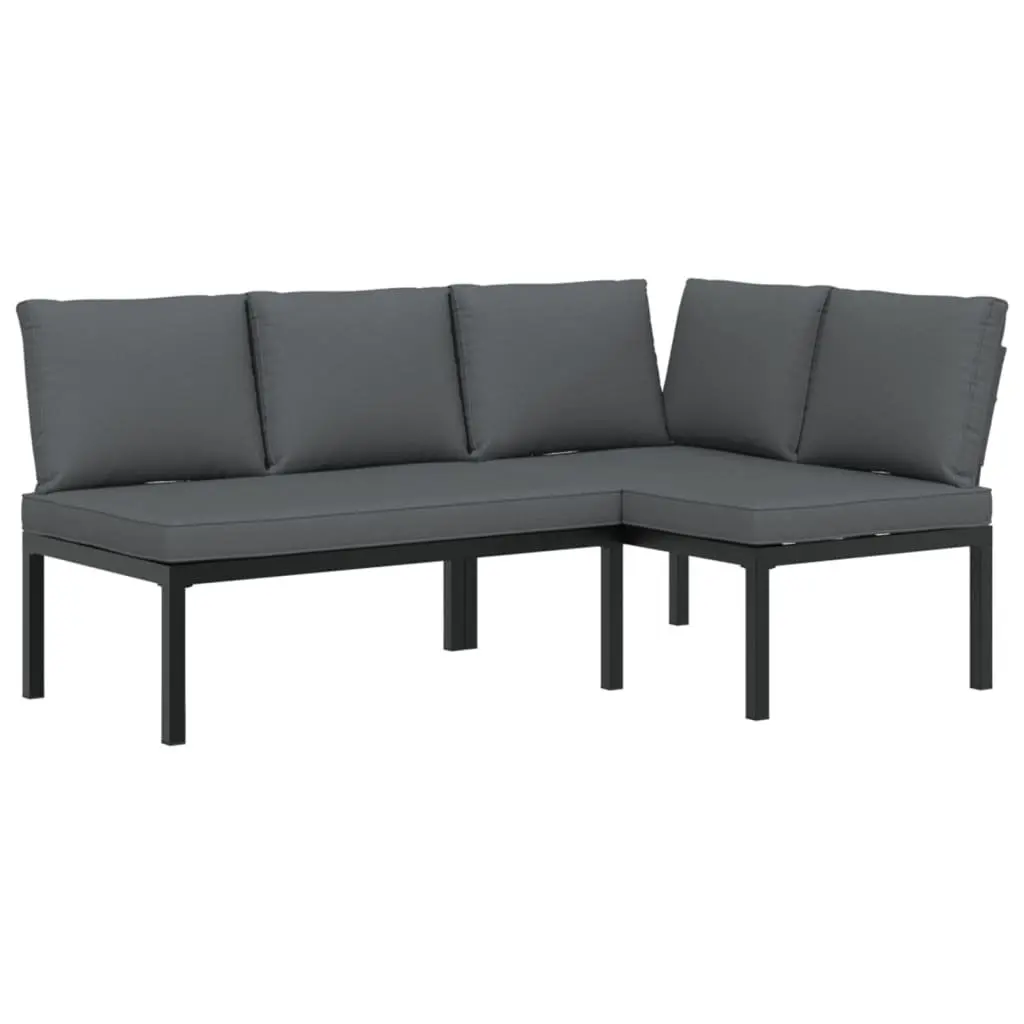 Garden Sofa Set 2 Piece Outdoor Furniture Patio Black Aluminium Cushions