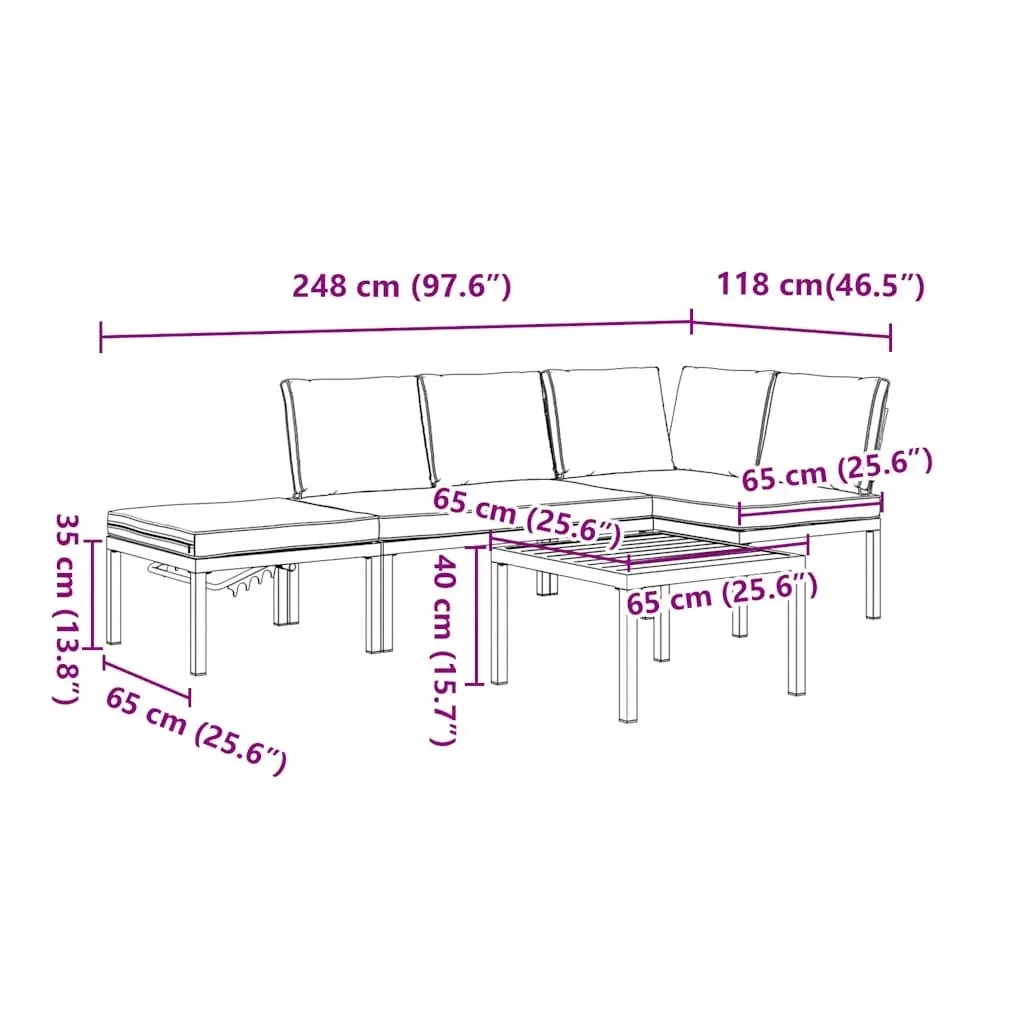 4 Piece Outdoor Garden Sofa Set for Patio Black Aluminium