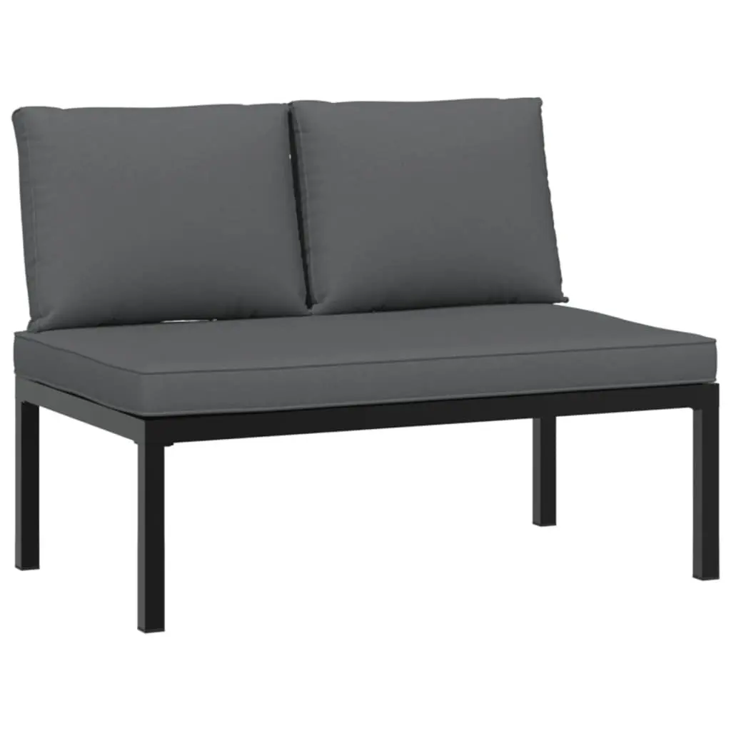 Garden Sofa Set Outdoor Use 3 Piece Modular Black Aluminium with Cushions