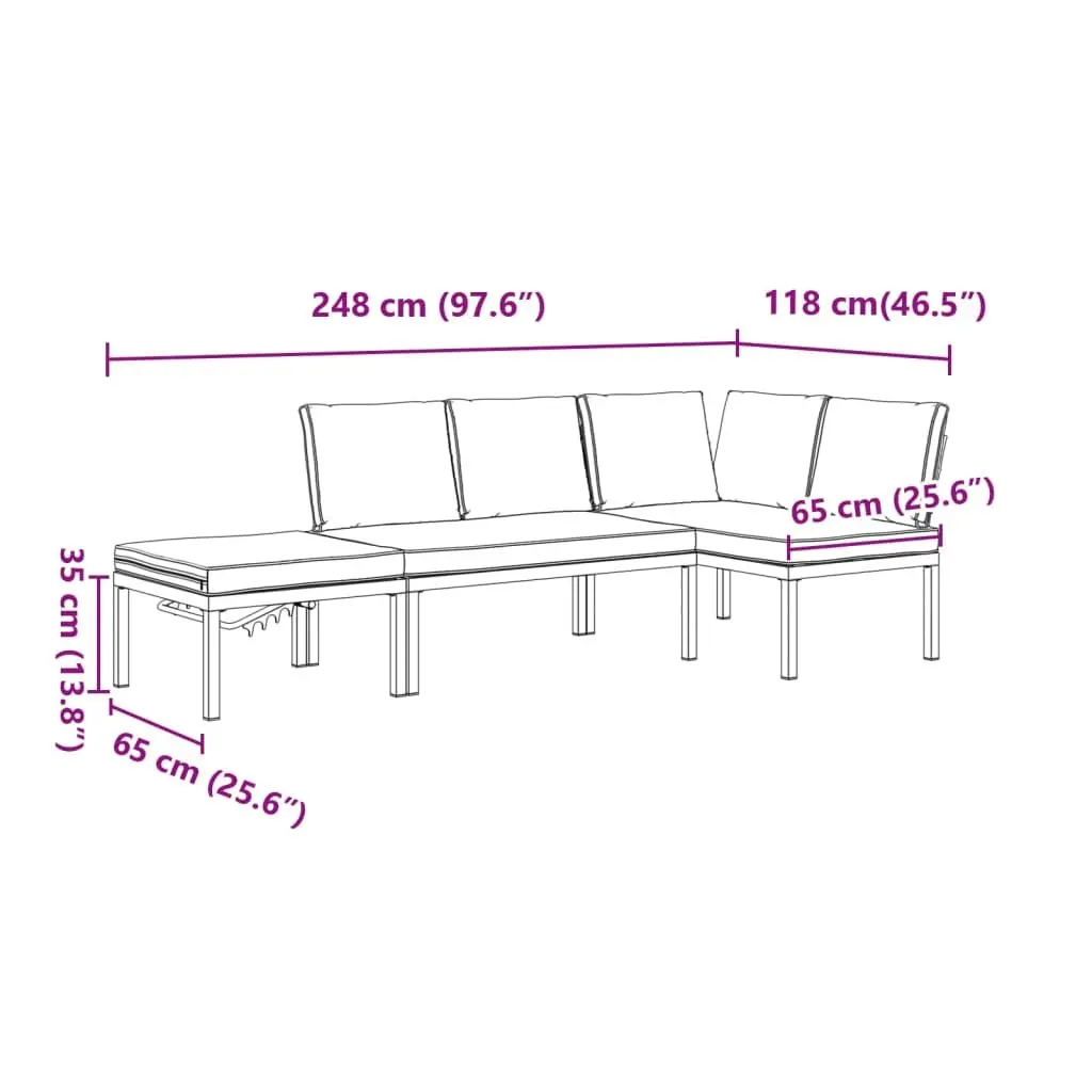 Garden Sofa Set Outdoor Use 3 Piece Modular Black Aluminium with Cushions