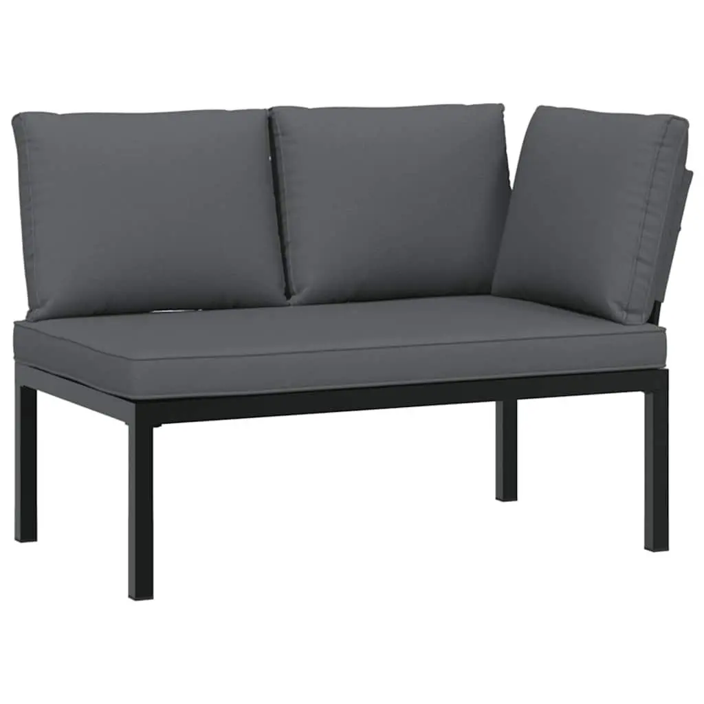 7 Piece Outdoor Garden Sofa Set for Patio Black Aluminium with Cushions