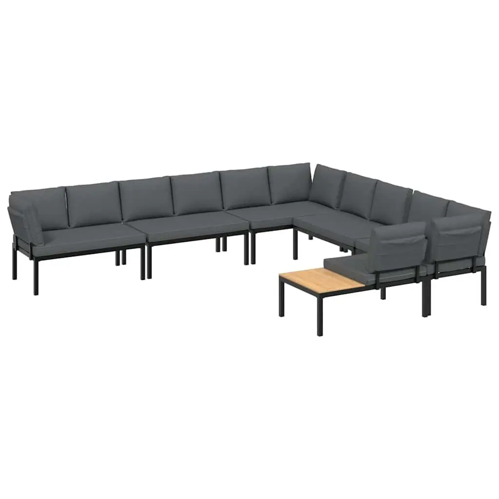 Modular Outdoor Garden Sofa Set 6 Piece with Cushions for Backyard Patio Black