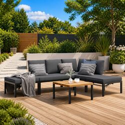 Specifications of 5-Piece Black Aluminium Garden Sofa Set