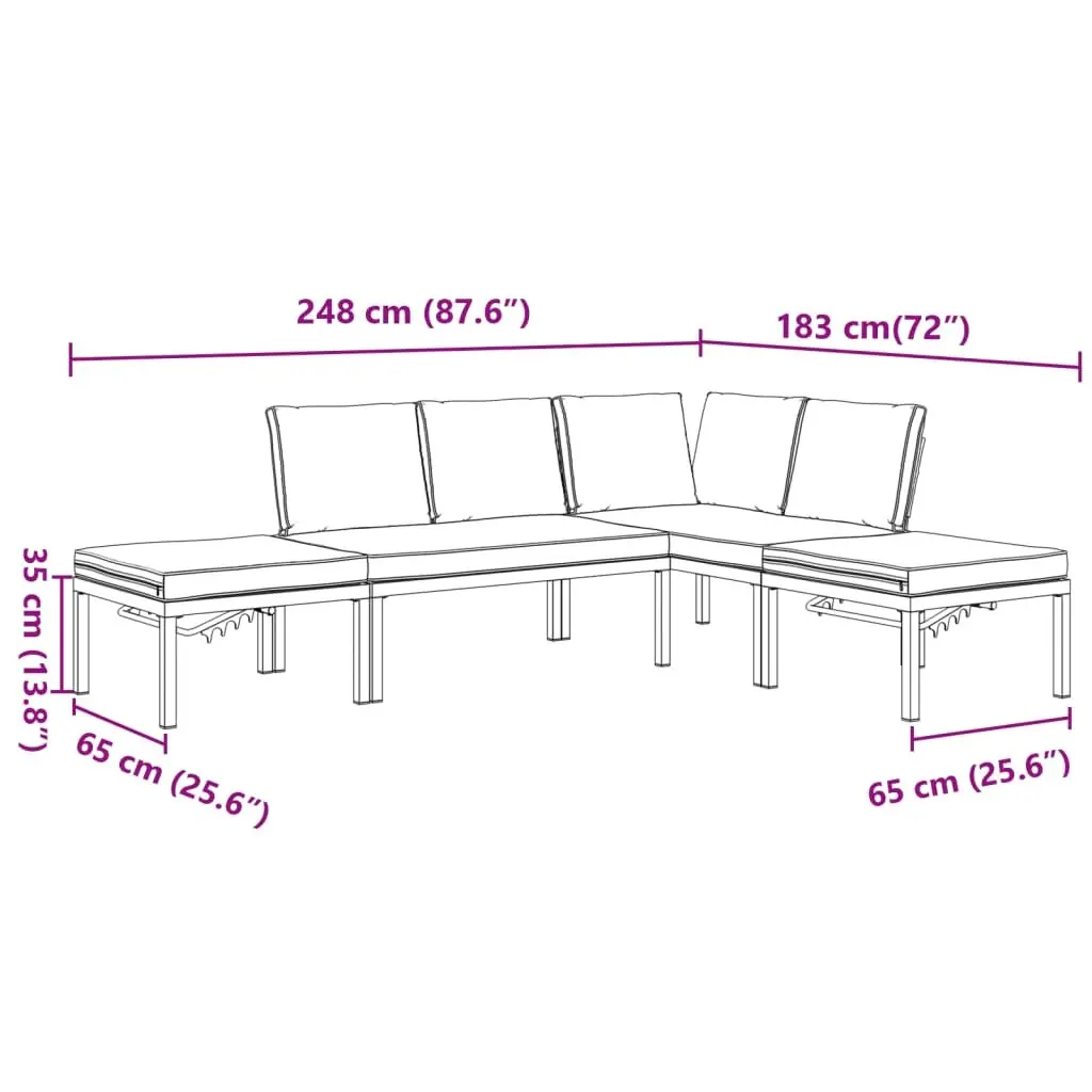 Modular Outdoor Garden Sofa Set 4 Piece for Patio with Cushions Black