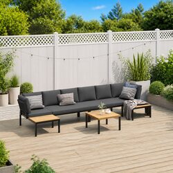 Specifications of 5-Piece Black Aluminium Garden Sofa Set