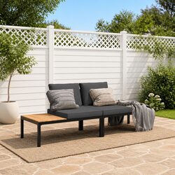 Garden Sofa Set Black 2 Piece Modular Patio Furniture with Cushions