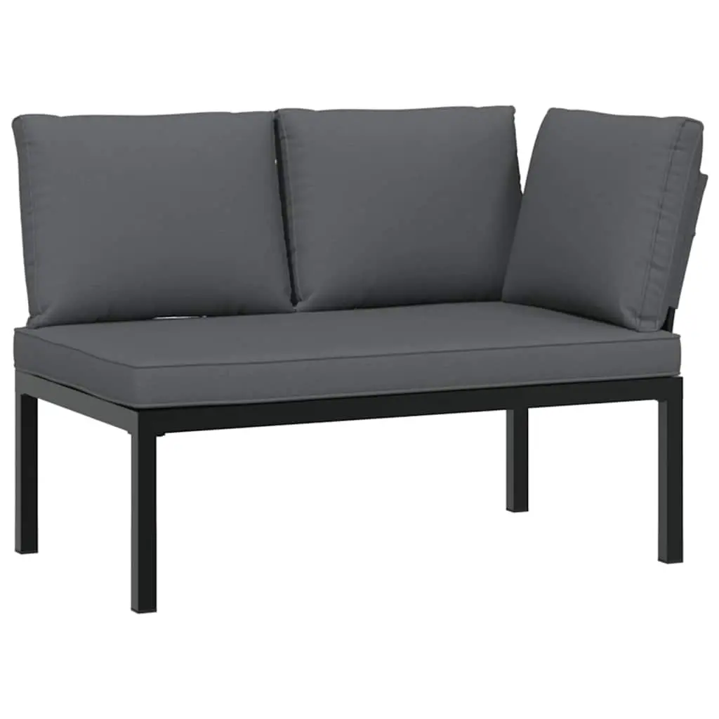 4 Piece Outdoor Garden Sofa Set for Patio Black Aluminium with Cushions