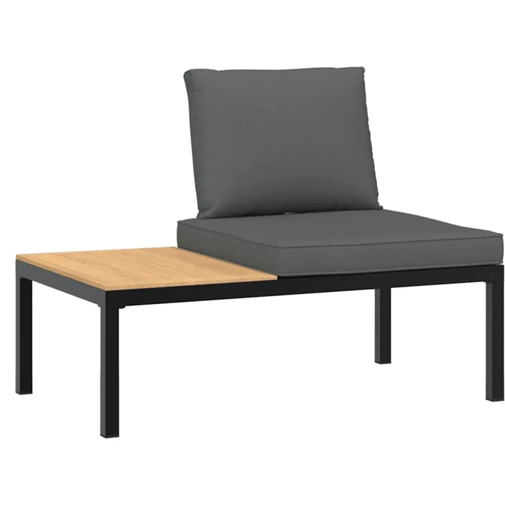 4 Piece Outdoor Garden Sofa Set for Patio Black Aluminium with Cushions