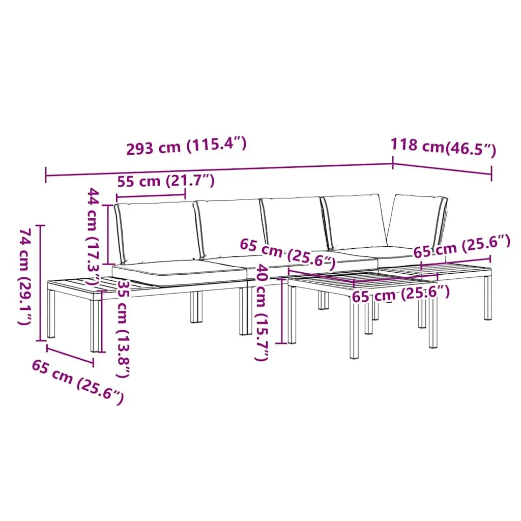 4 Piece Outdoor Garden Sofa Set for Patio Black Aluminium with Cushions