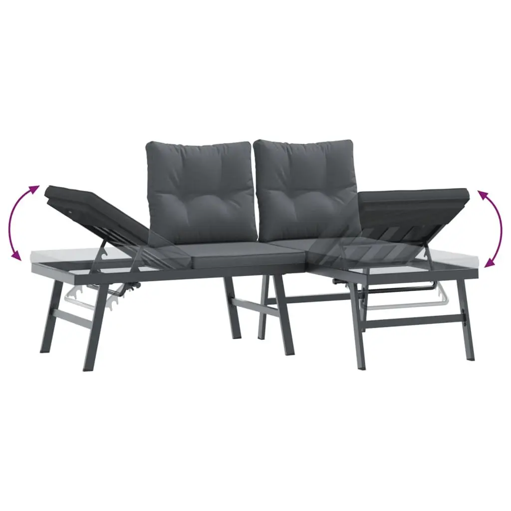 3 Piece Garden Bench Set Adjustable Lounger Outdoor Patio Furniture with