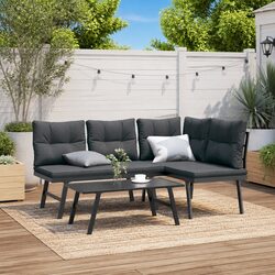 Specifications of 3 Piece Black Steel Garden Bench Set